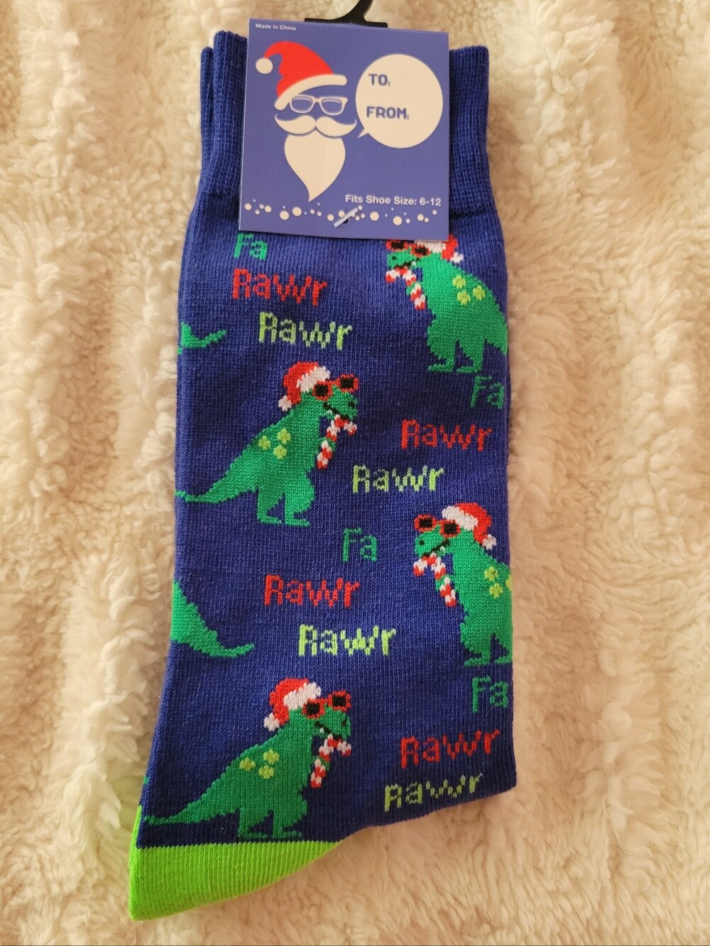 🌺3 For $10 NWT Holiday Dinosaur Crew Socks